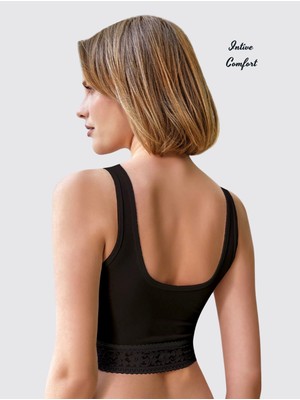 Intive Lingerie Berrak Altı Dantelli Modal/pamuk Karışımlı U Yaka Kalın Askılı Büstiyer/atlet