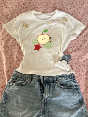 Touz Kemer Boy Retro Elma Crop Bluz