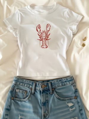 Touz Kemer Boy Summer Lobster Crop Bluz