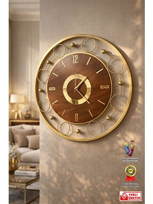 Lusenne Duvar Saati: Luxera Timeless Gold/ceviz Metal , Büyük ve Zarif Tasarım