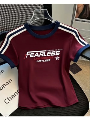 Touz Fearless Baskılı Crop Bluz