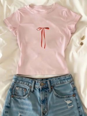Touz Kemer Boy Cute Ribbon Crop Bluz
