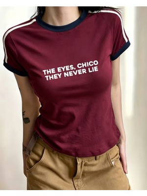 Touz The Eyes Chico They Never Lie Baskılı Crop Bluz