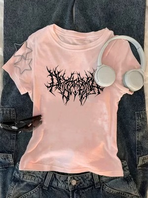 Touz Kemer Boy Cyber Grunge Dikenli Crop Bluz