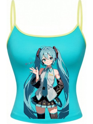 Touz Mavi Hatsune Miku Retro Askılı Croptop