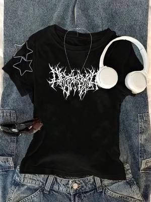 Touz Kemer Boy Cyber Grunge Dikenli Crop Bluz