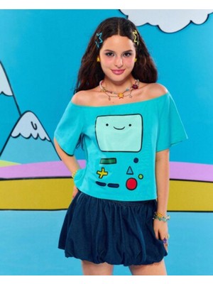 Touz Adventure Time Bmo Y2K Kısa Kollu Crop
