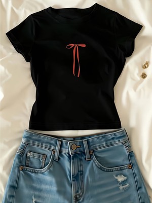 Touz Kemer Boy Cute Ribbon Crop Bluz