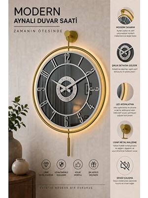 Lusenne Duvar Saati: Modern Tasarımlı 40X60 cm Cam ve Metal