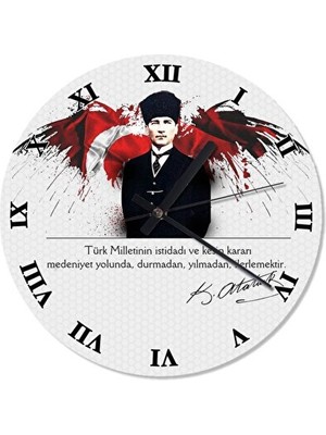 Lusenne Duvar Saati: Atatürk Temalı 30CM Çap