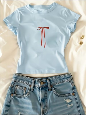 Touz Kemer Boy Cute Ribbon Crop Bluz