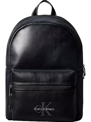 Calvin Klein Erkek Deri Ön Bölme Bölümlü Ayarlanabilir Sırt Askı Siyah Sırt Çantası LV04D3417G-UB1