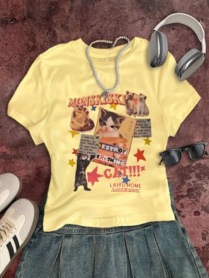 Touz Kemer Boy Retro Monskiski Catcrop Bluz