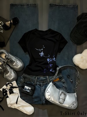 Touz Kemer Boy Purple Sakura Flower Crop Bluz
