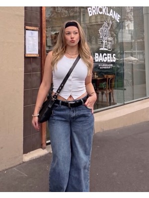 Touz 90S Revival Button Retro Bluz Crop