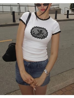 Touz Angel Lace Baby Beyaz Bluz Crop