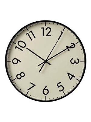 Lusenne Duvar Saati: Sessiz Siyah-Bej , 28 Cm, Tik Tak Sesi Yok