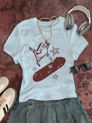 Touz Kemer Boy Skate Star Cat Crop Bluz