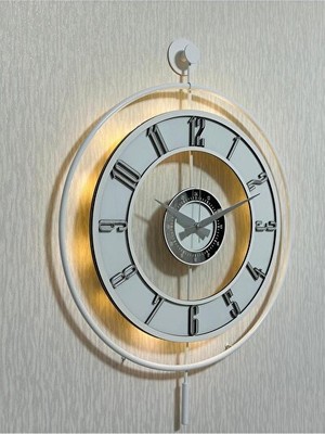 Lusenne Duvar Saati: Metal ve Gerçek Camlı - 50X70 Cm, Işıklı ve Modern Görünüm