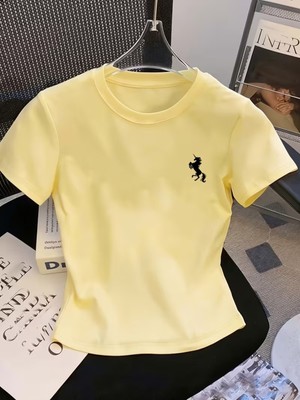 Touz Kemer Boy Retro Streetwear Horse Club Crop Bluz