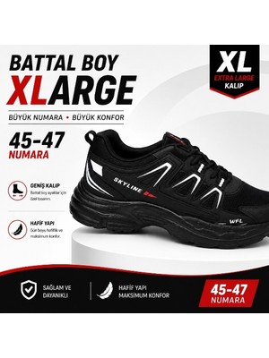 WanderFull Sky Max Big Size Erkek Sneaker Ayakkabı Battal Boy Siyah 45-47