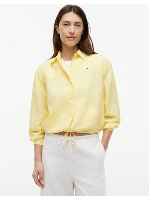 Tommy Hilfiger Lınen Femınıne Tıe Ls Shırt