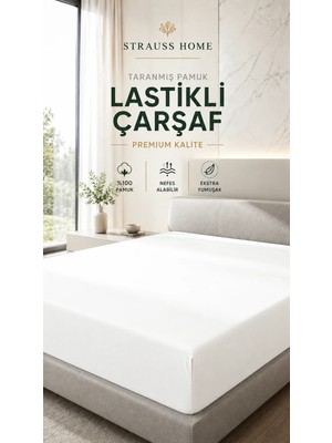 Strauss Penye Lastikli Çarşaf %100 Pamuk Jarse Yumuşak Esnek Yatak Çarşafı