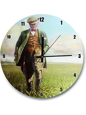 Lusenne Duvar Saati: Buğdat Tarlasındaki Atatürk Temalı , 30X30 cm
