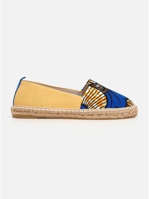Su14 Artsy Sarı Mavi Kadın Düz Espadril