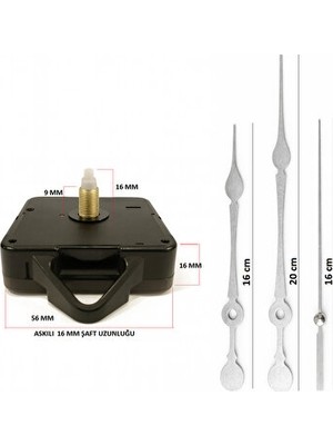 Lusenne Duvar Saati: Sessiz Akar Mekanizmalı , 16 mm Şaft