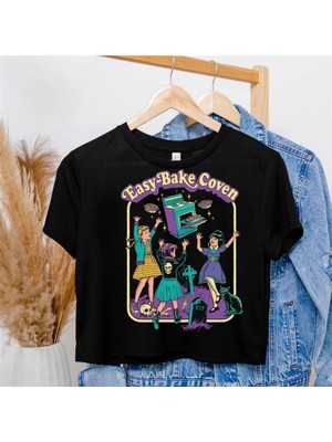 Touz Küt Küt Gothic Easy-Bake Coven Baskılı Siyah Crop