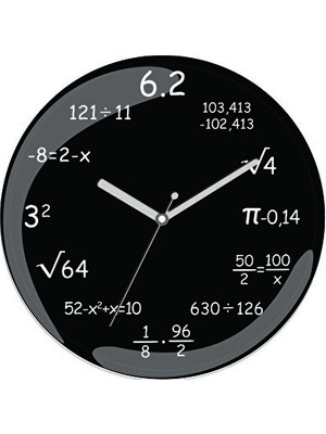 Lusenne Duvar Saati: Matematik Temalı Grafik - 30CM Çap, Sessiz Çalışma