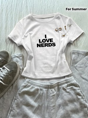 Touz Kemer Boy I Love Nerds Crop Bluz