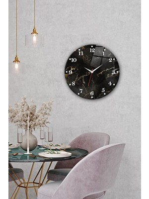 Lusenne Duvar Saati: Black Marble Cam Saat, Modern ve Şık Tasarım