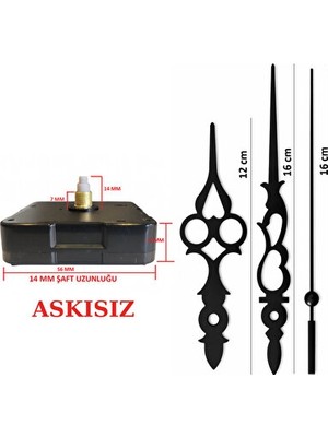 Lusenne Duvar Saati: Askısız Metal Çerçeveli Sessiz Mekanizması, 14 mm Şaft