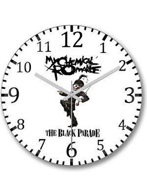 Lusenne Duvar Saati: Gerçek Cam Kaplamalı My Chemical Romance Temalı