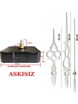 Lusenne Duvar Saati: Askısız Metal Mekanizması, 14MM Şaft Uzunluğu ve Sessiz Çalışma