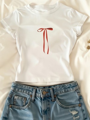 Touz Kemer Boy Cute Ribbon Crop Bluz