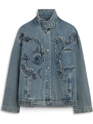 Twist Floral Patch'li Denim Ceket TW6260005113089