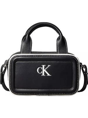 Calvin Klein Kadın Ayarlanabilir Askılı Ck Logo Detaylı Fermuarlı Siyah Omuz Çantası LV04F1257G-UB1