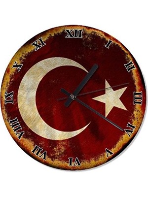 Lusenne Duvar Saati: Retro Ay Yıldız Bayrak
