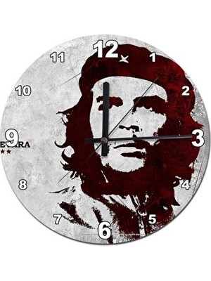 Lusenne Duvar Saati: 50 cm Çap Ernesto Che Guevara Baskılı