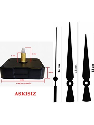 Lusenne Duvar Saati: Yüksek Kaliteli Siyah Sessiz Saat Mekanizması, 22 mm Şaft Uyumlu