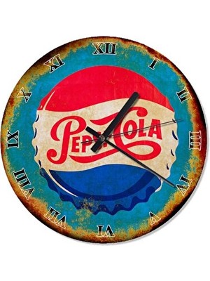 Lusenne Duvar Saati: 50 cm Çap Pepsi Kapağı Baskılı Modern