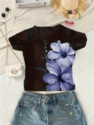 Touz Kemer Boy Retro Flower Crop Bluz