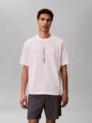 Calvin Klein Erkek Regular Fit Yuvarlak Yakalı Logo Detaylı Kısa Kollu Beyaz T-Shirt LVGMS6K101-100