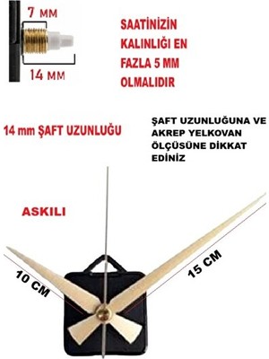Lusenne Duvar Saati: Sessiz ve Güçlü Askılı Saat Mekanizması, 14 mm Şaft, Uyumlu ve Dayanıklı