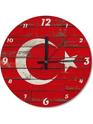 Lusenne Duvar Saati: Türk Bayrağı Temalı Ahşap , Ulusal ve Şık Dekorasyon