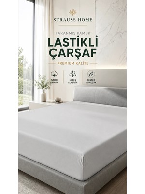 Strauss Penye Lastikli Çarşaf %100 Pamuk Jarse Yumuşak Esnek Yatak Çarşafı
