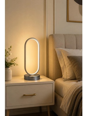 Legacy Zzez Gri Renk Gün Işığı LED Işıklı Modern Tasarım LED Masa Lambası - Abajur - Gece Lambası
